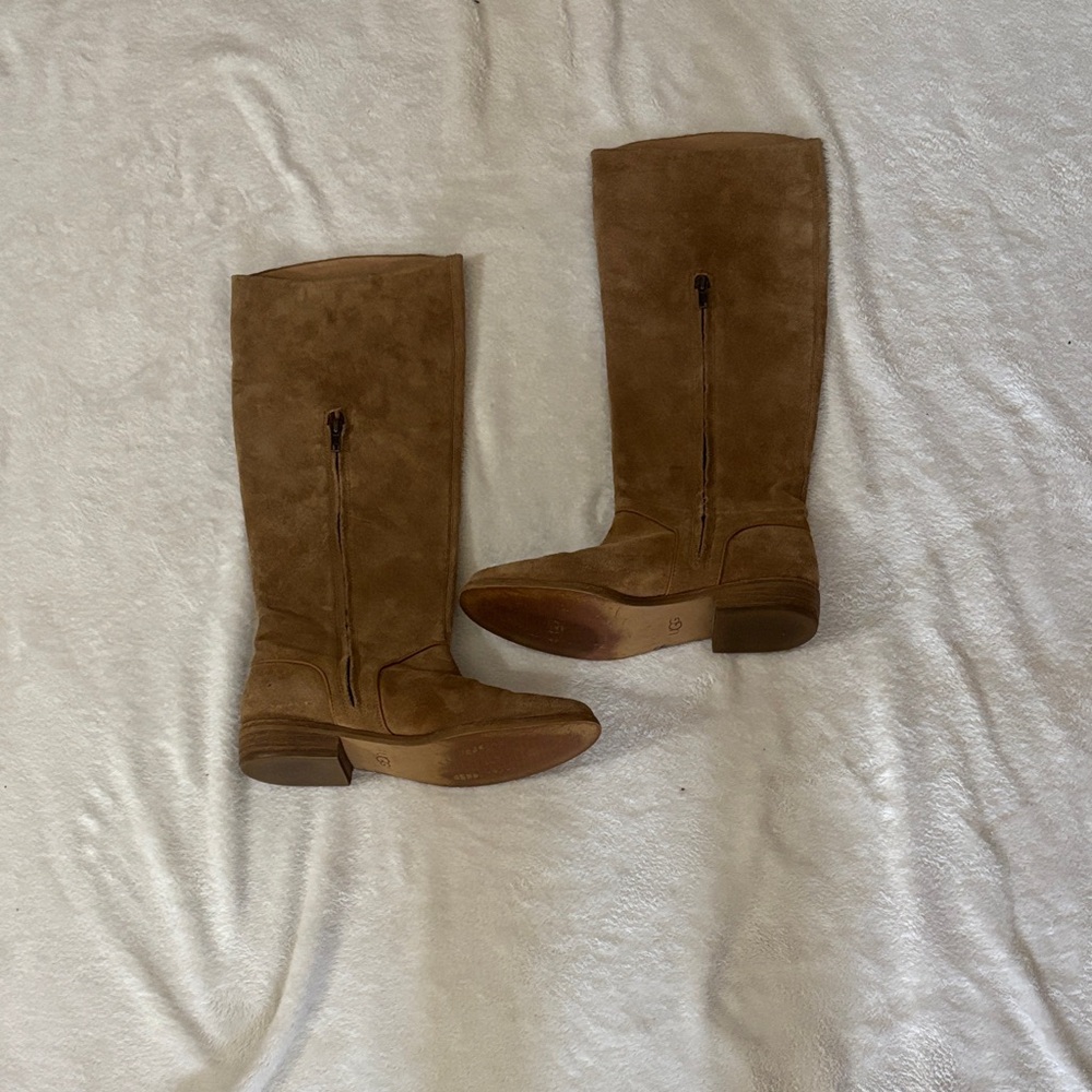 UGG Tall Suede Zip Over-the-Knee riding Boots - tan suede